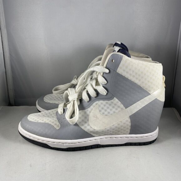 Nike Breathe White/Gray Dunk Sky Hi 2.0 Lace Up Wedge Sneakers Size 6 US - Picture 2 of 11